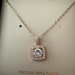 Nadri Gold Necklace with Silver Crystal Pendant